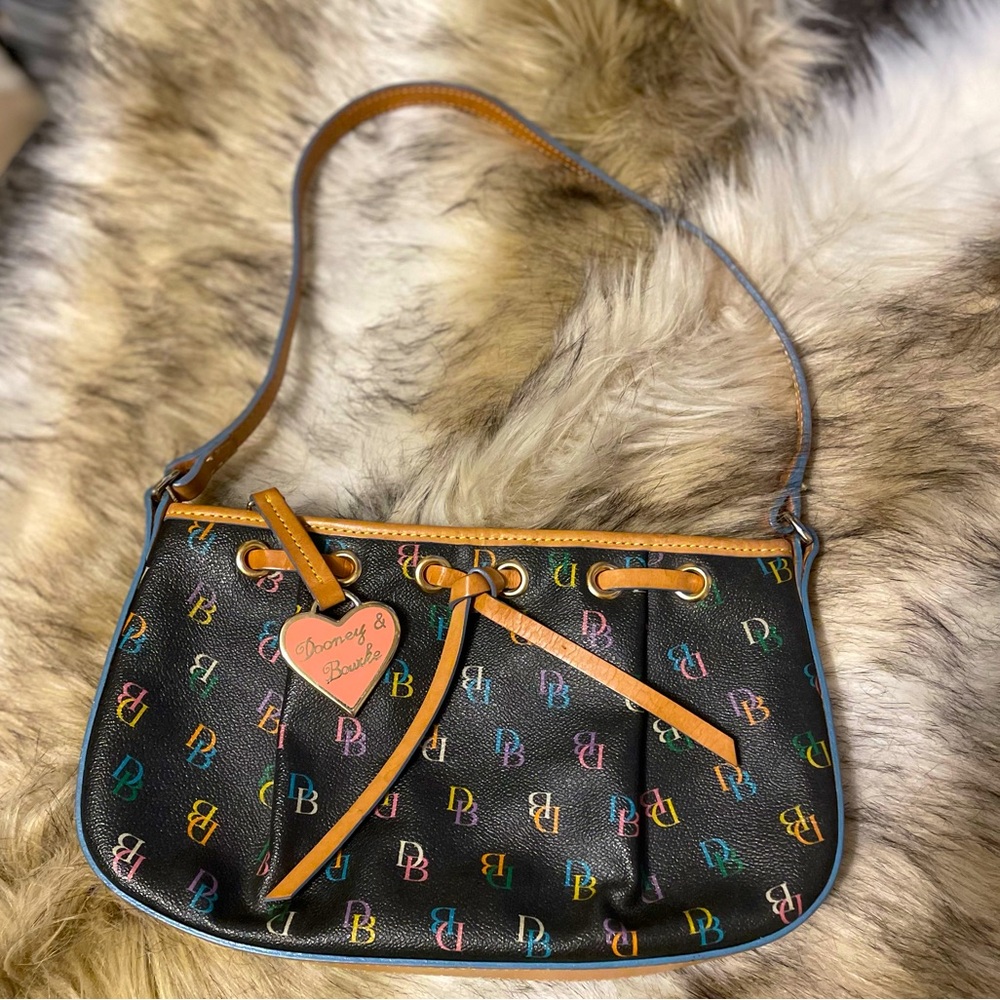 Dooney & Bourke Rainbow Monogram & Zipper Shoulder Bag with Charm